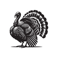 Gobble Guardians: Vector Turkey Silhouette Collection for Thanksgiving Designs, Wildlife Illustrations, and Autumn-themed Artwork. Black turkey vector.