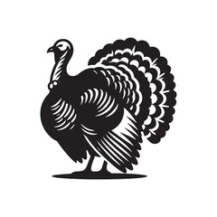 Gobble Guardians: Vector Turkey Silhouette Collection for Thanksgiving Designs, Wildlife Illustrations, and Autumn-themed Artwork. Black turkey vector.