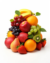 fresh fruit on a white background сreated with Generative Ai