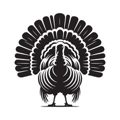 Gobble Guardians: Vector Turkey Silhouette Collection for Thanksgiving Designs, Wildlife Illustrations, and Autumn-themed Artwork. Black turkey vector.