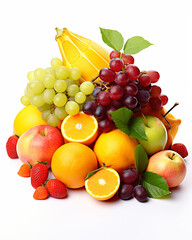 fresh fruit on a white background сreated with Generative Ai