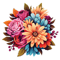 A stack of colorful flowers. vector clipart isolated