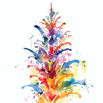 A stack of colorful fireworks. watercolor clipart isolated