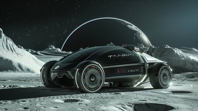 futuristic cars in moon