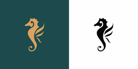 Simple seahorse logo design with unique concept  premium vector © arif