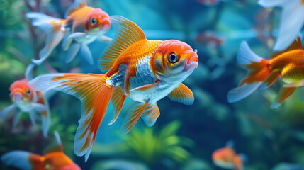 Fototapeta premium There are many different species of goldfish and beautiful colors,