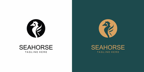 Simple seahorse logo design with unique concept| premium vector
