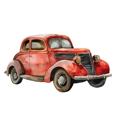 A vintage car. watercolor clipart isolated on white background