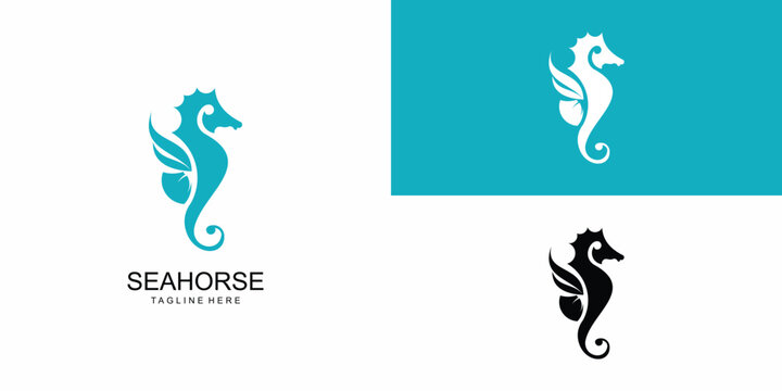 Simple seahorse logo design with unique concept| premium vector