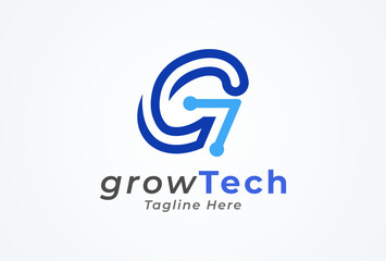 Letter G Technology Logo. letter G with tech style logo design inspiration. Flat Vector Logo Design. vector illustration