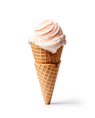 ice cream cone on white background сreated with Generative Ai