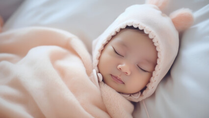 Fototapeta na wymiar Peaceful Slumber: Tiny Tot Naps 