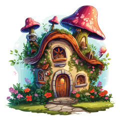 A whimsical fairy tale cottage. vector clipart isolated