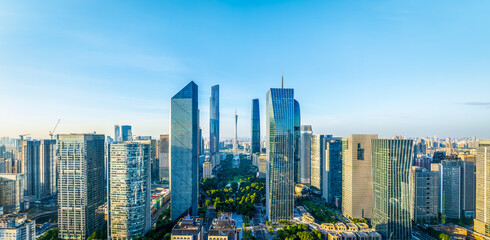 Obraz premium Panoramic view of commercial buildings skyline in Guangzhou city center