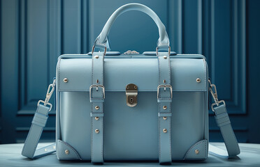 Elegant briefcases. sleek leather briefcase with straps. Generative AI.