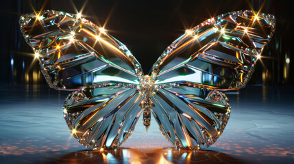 glittering glass butterfly - obrazy, fototapety, plakaty