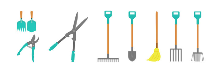 Garden tool. Set. Spring. Vector.