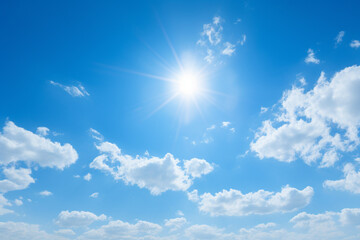 Naklejka na ściany i meble bright midday sun, blue sky, beautiful