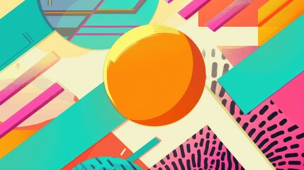 Abstract colorful geometric,cyberspace art and futuristic 80s memphis poster.