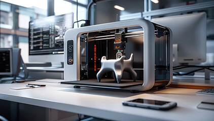 A 3D printer on your desktop, modern design. Generative AI.