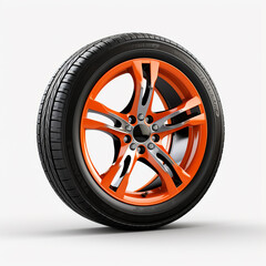 Obraz premium side view of a car wheel on a white background сreated with Generative Ai