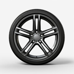 Obraz premium side view of a car wheel on a white background сreated with Generative Ai
