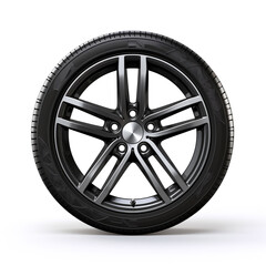 Obraz premium side view of a car wheel on a white background сreated with Generative Ai