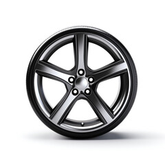 side view of a car wheel on a white background сreated with Generative Ai