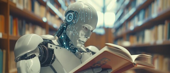 In the context of future mathematics artificial intelligence, a homonoid robot reading a book and solving math data analytics