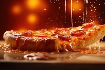 Hot delicious pizza. Illustration AI Generative  .