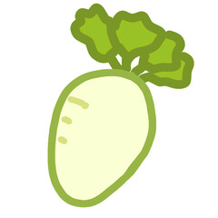 White Radish Vegetable Icon Graphic Clipart Cartoon