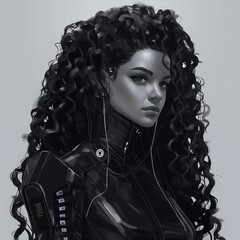 portrait of a woman with long curly hair