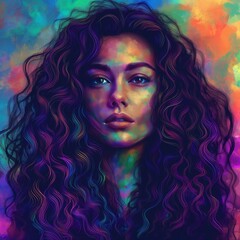portrait of a woman with long curly hair