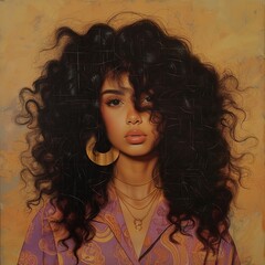 portrait of a woman with long curly hair