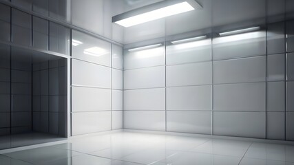 Empty white Room WIth bright Light 