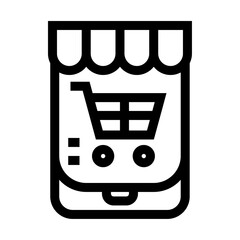 Icono de tienda online. Compras en l&iacute;nea, tienda virtual, carrito de compras. Ilustraci&oacute;n