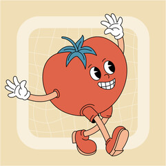 Vintage groovy tomato character.