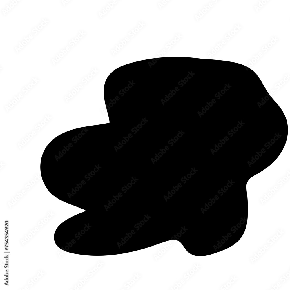Aufkleber Doodle Blob Simple Shape Icon. Blot Monochrome Black Element. Simple Abstrct Icon Isolated on Backdrop. Irregular Childish Hand Drawn Form