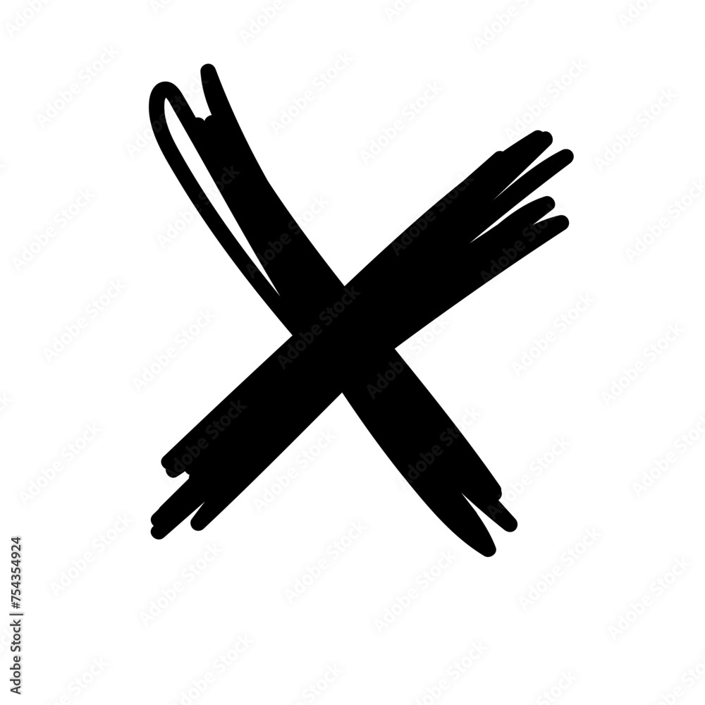 Aufkleber Doodle Line  Simple Shape Icon. Line Frame Silhouette Monochrome Black Element. Simple Line Icon Isolated on Backdrop. Irregular Childish Hand Drawn Form