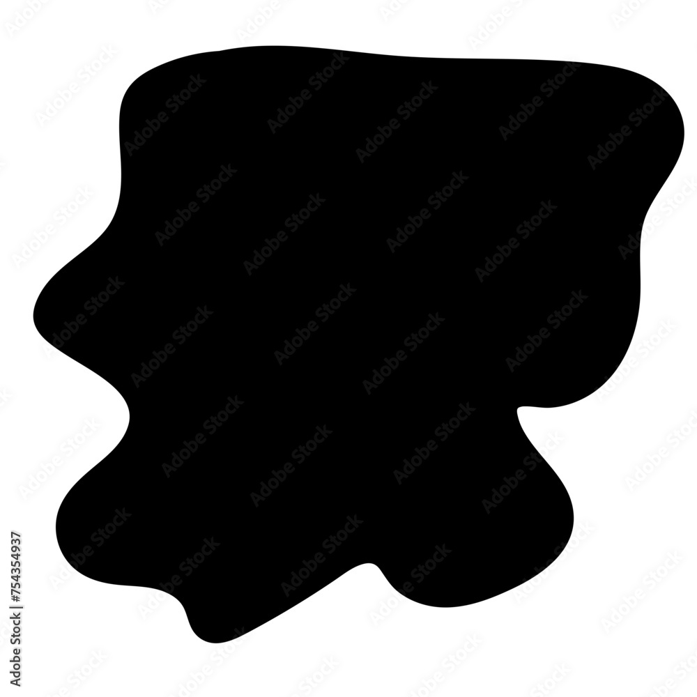 Aufkleber Doodle Blob Simple Shape Icon. Blot Monochrome Black Element. Simple Abstrct Icon Isolated on Backdrop. Irregular Childish Hand Drawn Form