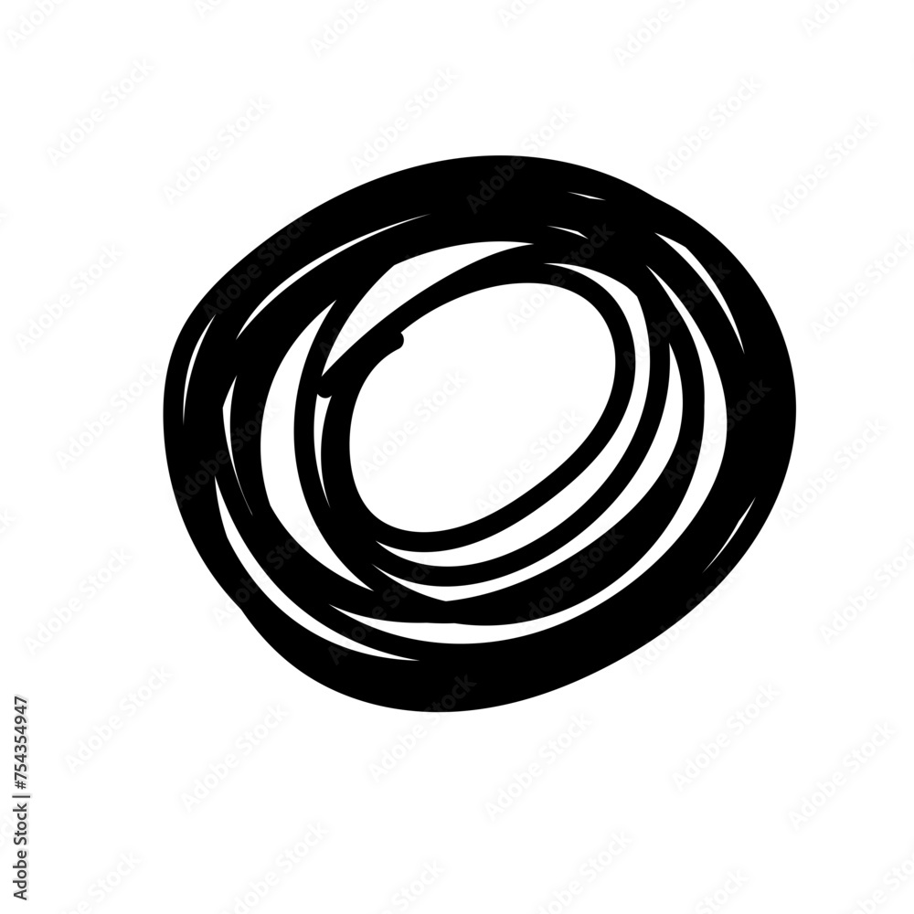 Aufkleber Doodle Line Circle Round Simple Shape Icon. Line Circle Frame Silhouette Monochrome Black Element. Simple Line Round Icon Isolated on Backdrop. Irregular Childish hand Drawn Form