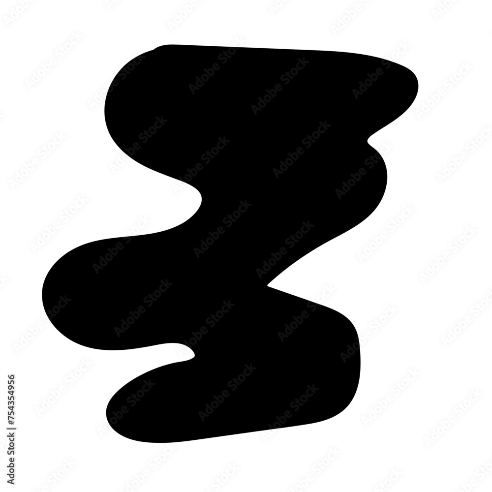 Aufkleber Doodle Blob Simple Shape Icon. Blot Monochrome Black Element. Simple Abstrct Icon Isolated on Backdrop. Irregular Childish Hand Drawn Form
