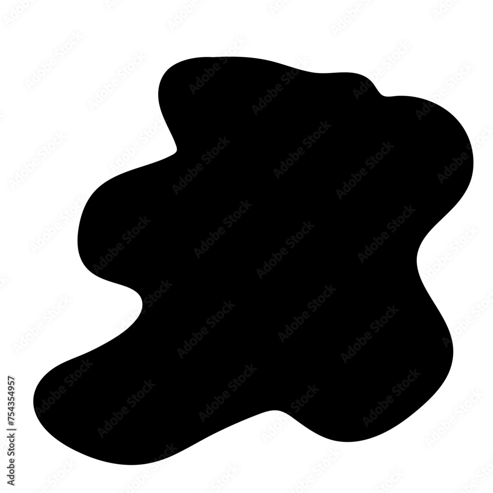 Aufkleber Doodle Blob Simple Shape Icon. Blot Monochrome Black Element. Simple Abstrct Icon Isolated on Backdrop. Irregular Childish Hand Drawn Form