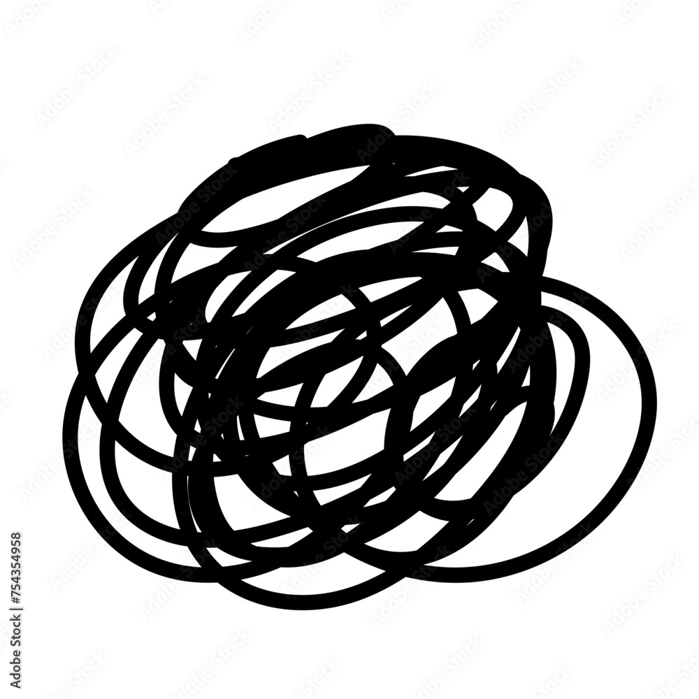 Aufkleber Doodle Line Circle Round Simple Shape Icon. Line Circle Frame Silhouette Monochrome Black Element. Simple Line Round Icon Isolated on Backdrop. Irregular Childish hand Drawn Form