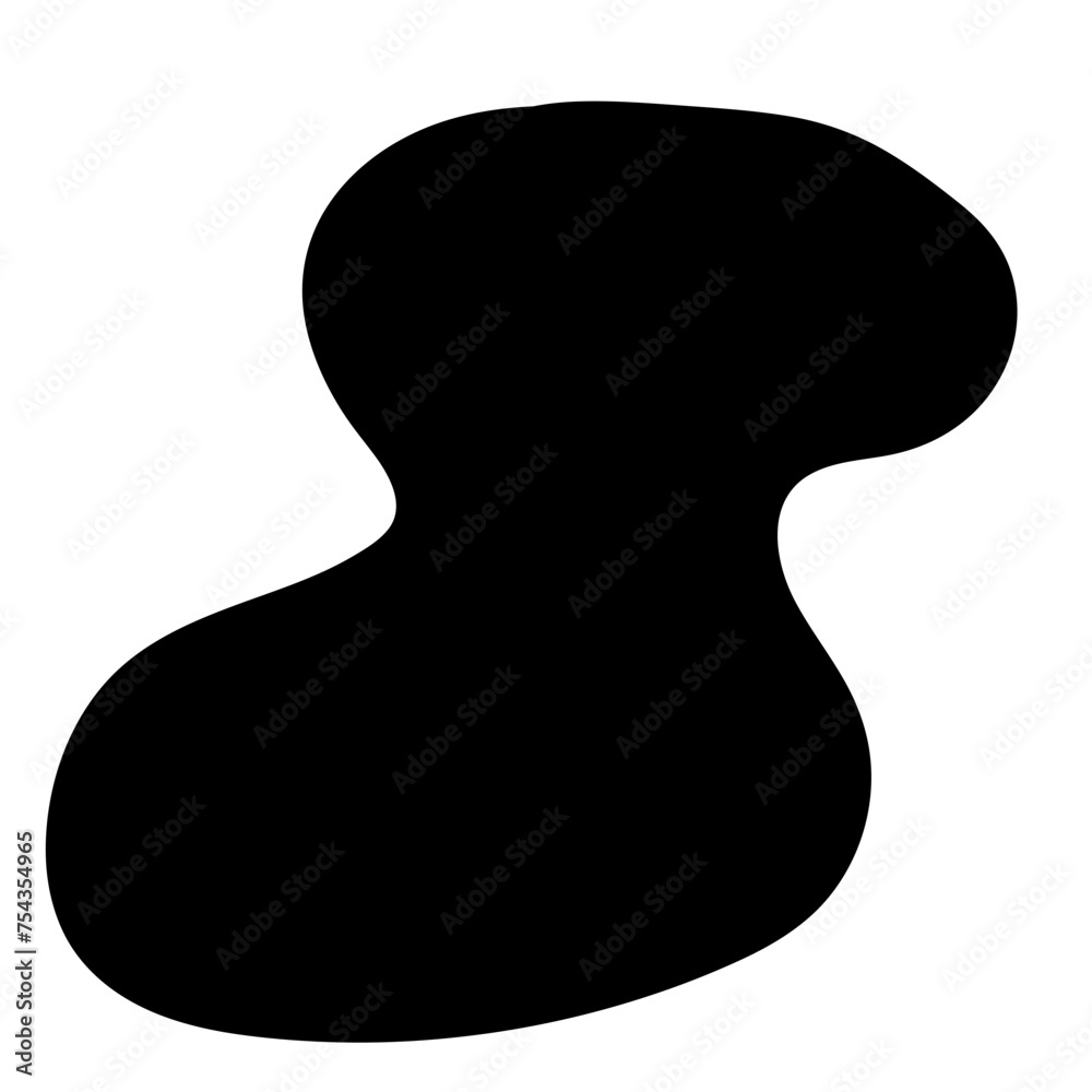 Aufkleber Doodle Blob Simple Shape Icon. Blot Monochrome Black Element. Simple Abstrct Icon Isolated on Backdrop. Irregular Childish Hand Drawn Form
