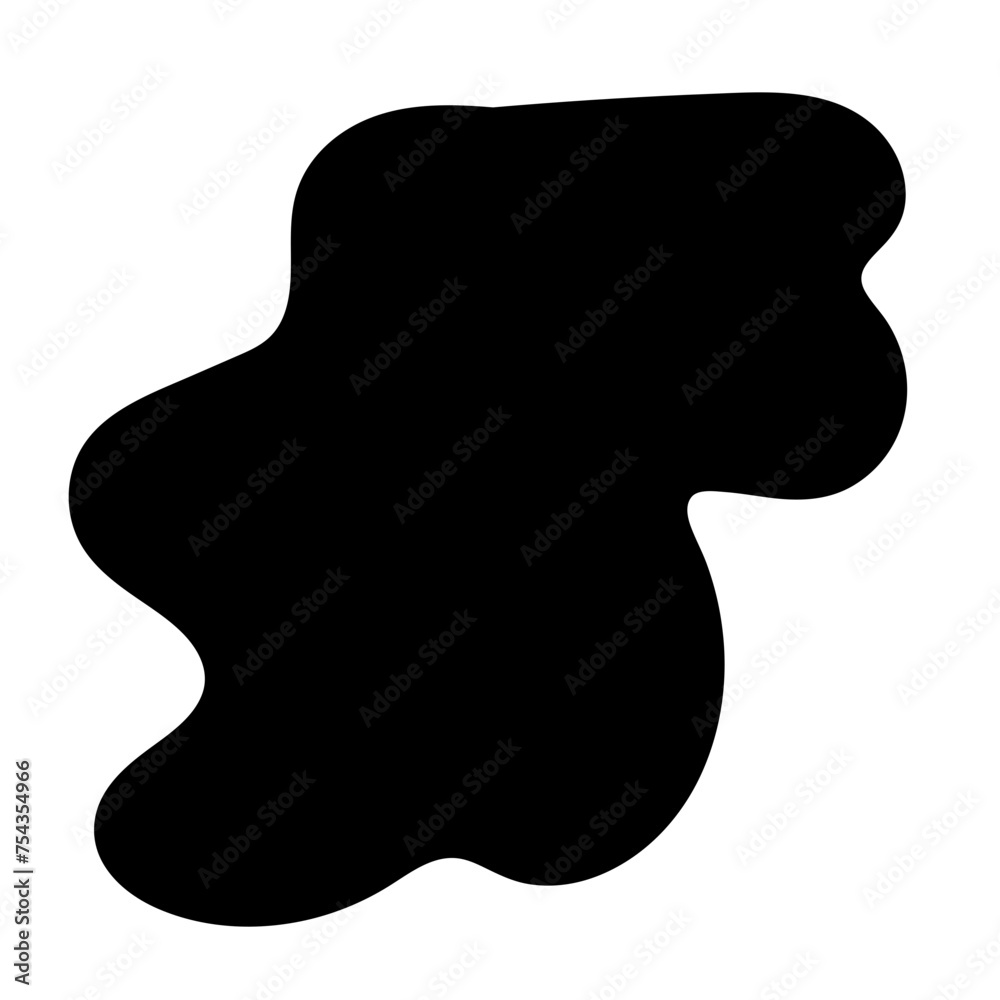 Aufkleber Doodle Blob Simple Shape Icon. Blot Monochrome Black Element. Simple Abstrct Icon Isolated on Backdrop. Irregular Childish Hand Drawn Form