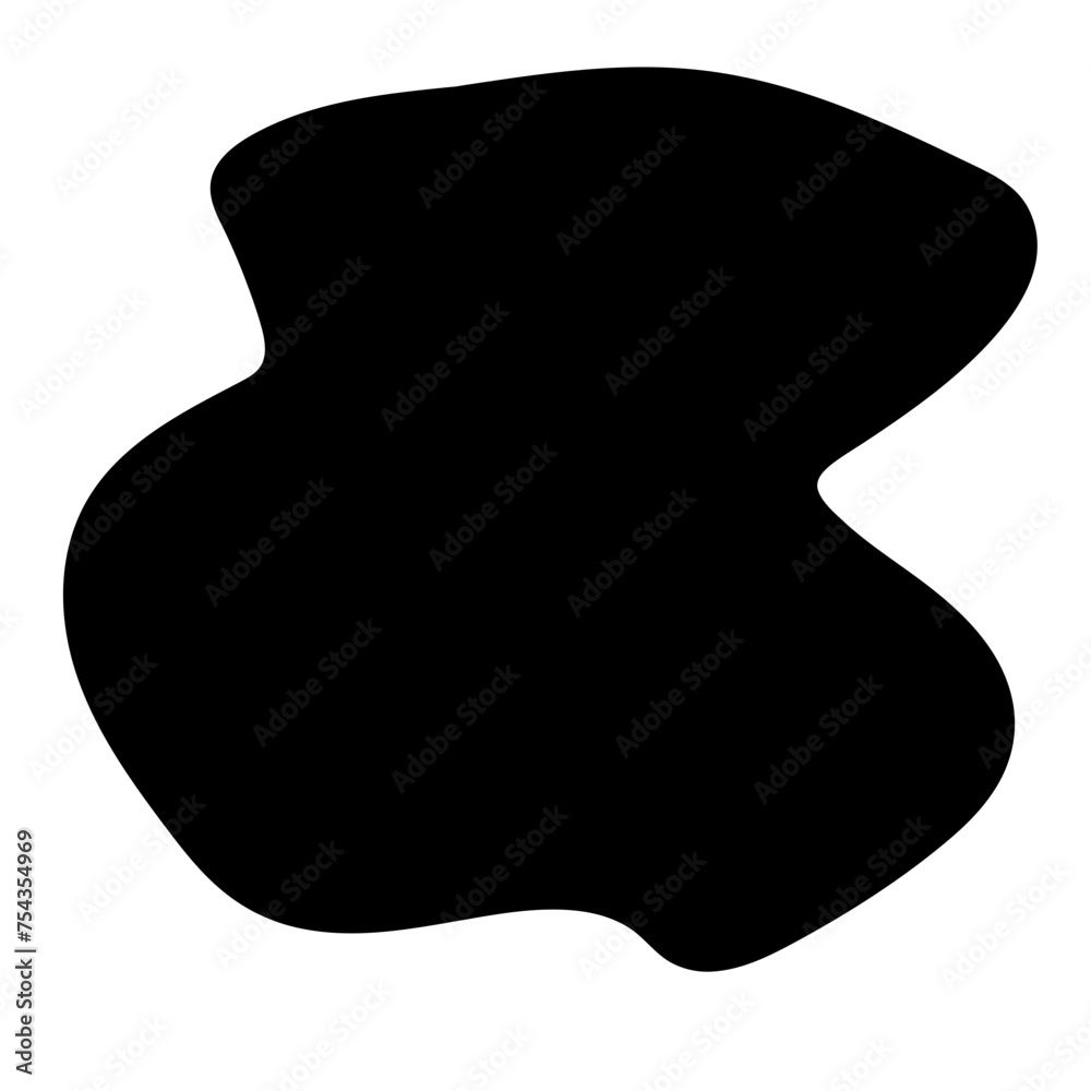 Aufkleber Doodle Blob Simple Shape Icon. Blot Monochrome Black Element. Simple Abstrct Icon Isolated on Backdrop. Irregular Childish Hand Drawn Form