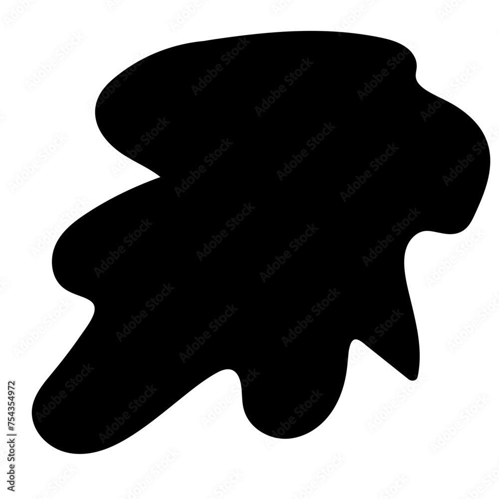 Aufkleber Doodle Blob Simple Shape Icon. Blot Monochrome Black Element. Simple Abstrct Icon Isolated on Backdrop. Irregular Childish Hand Drawn Form