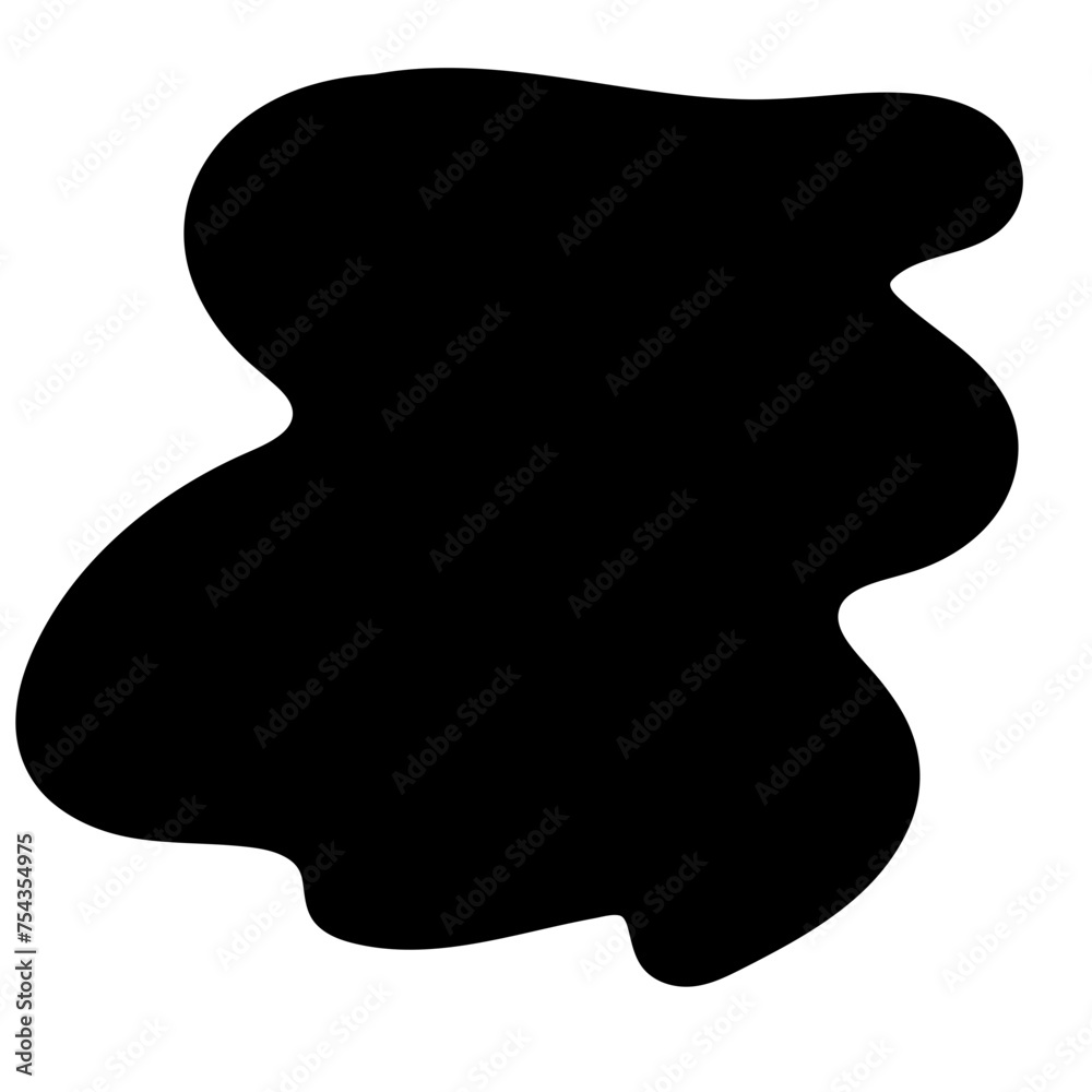 Aufkleber Doodle Blob Simple Shape Icon. Blot Monochrome Black Element. Simple Abstrct Icon Isolated on Backdrop. Irregular Childish Hand Drawn Form
