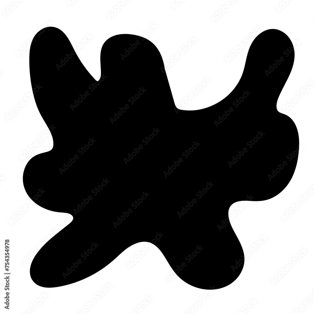 Aufkleber Doodle Blob Simple Shape Icon. Blot Monochrome Black Element. Simple Abstrct Icon Isolated on Backdrop. Irregular Childish Hand Drawn Form